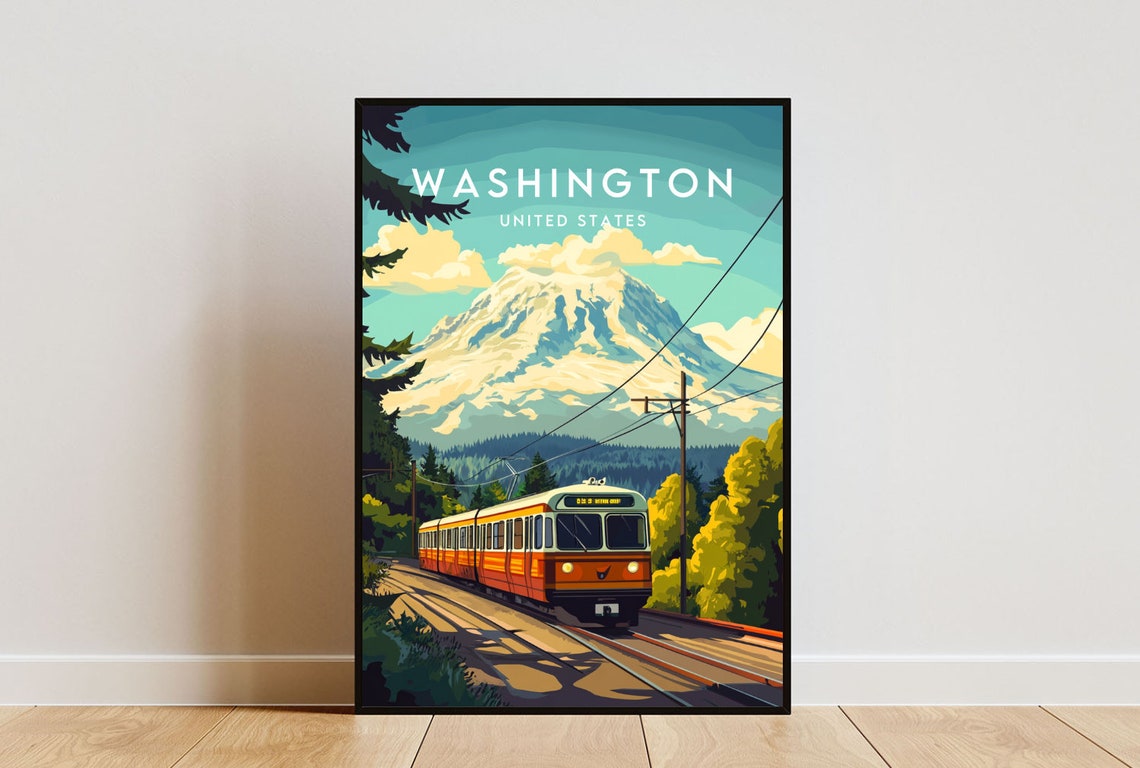 Washington Travel Print United States Washington Poster America Poster Travel Wall Art America Print Poster America Washington Usa