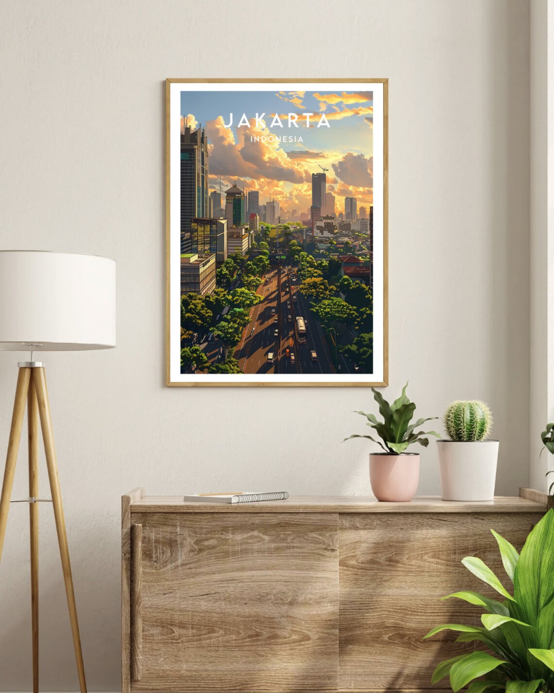 Jakarta Indonesia Sunset Boulevard Skyline City Travel Art Poster - Image 3