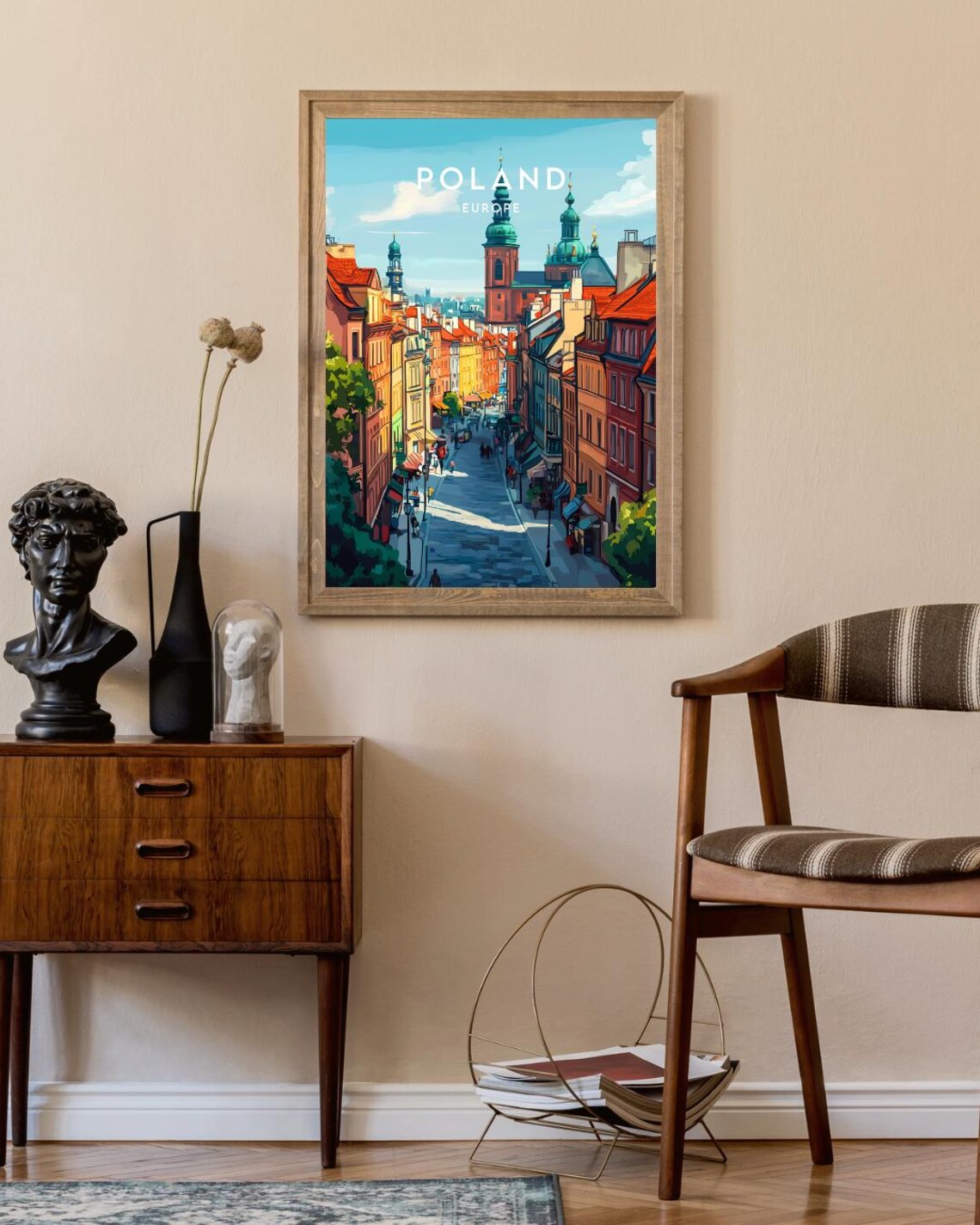 Poland Travel Poster, Warsaw and Krakow Europe - Image 2