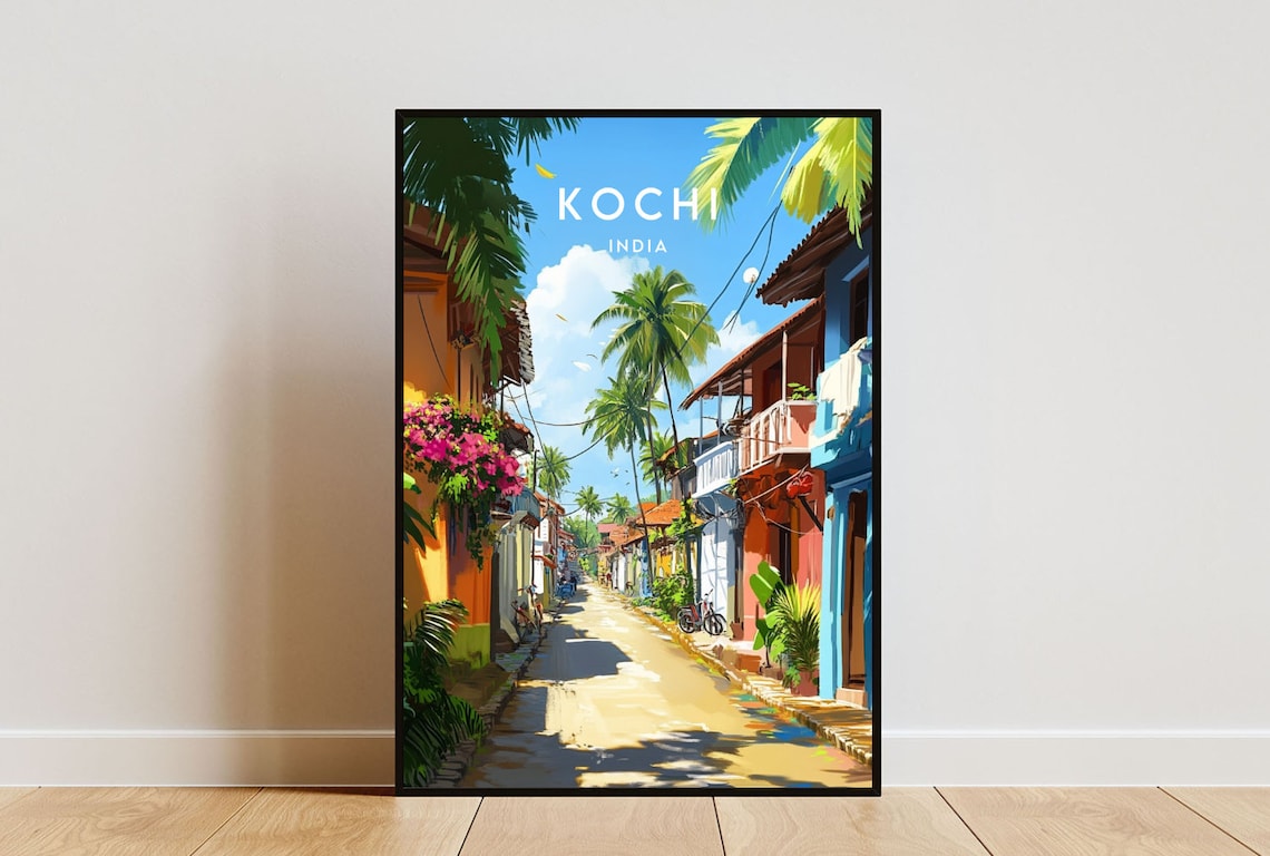 Kochi Travel Poster, Kerala India Travel Art