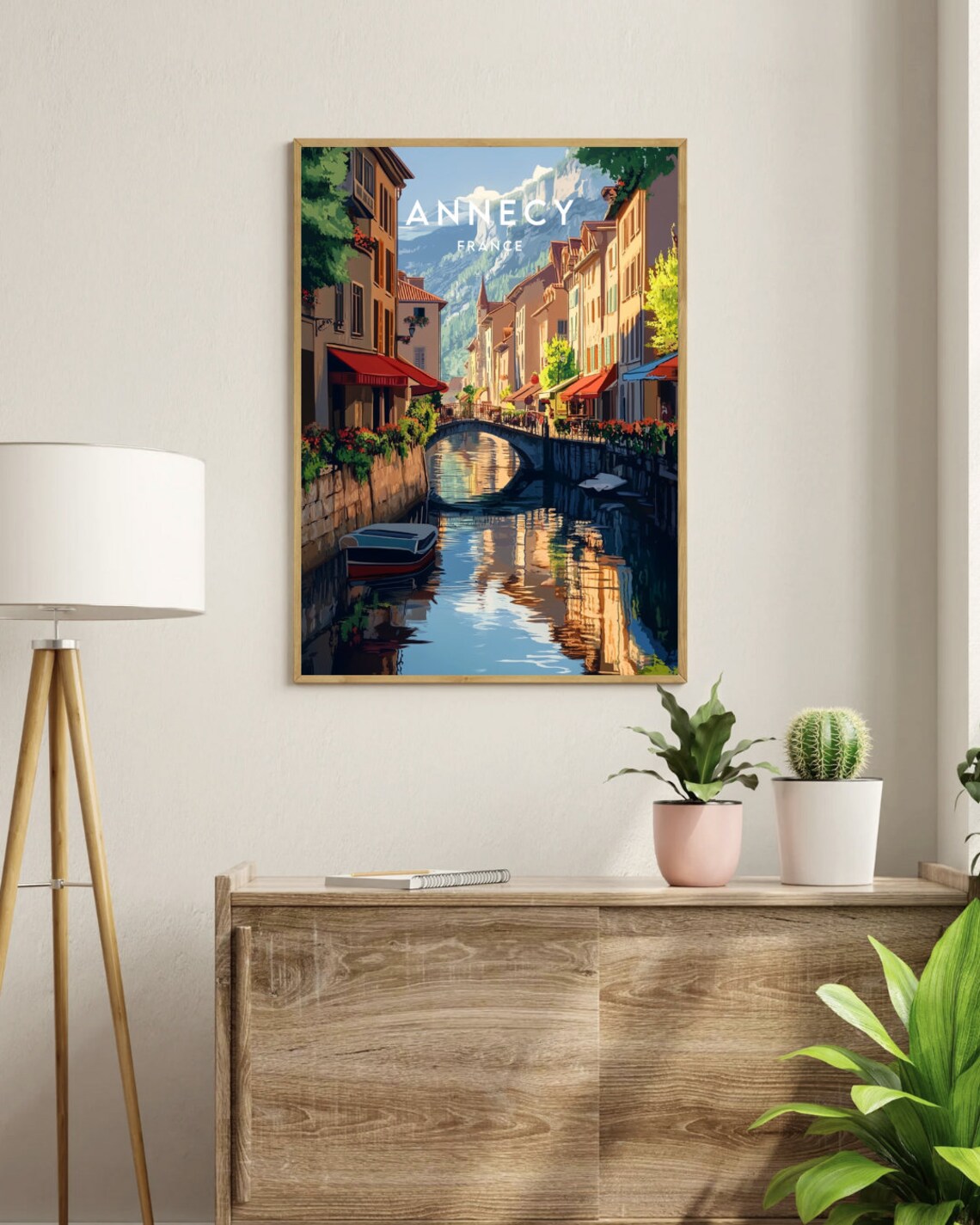 Annecy France Canal Bridge Mountain View Flowered Town Poster - Image 3