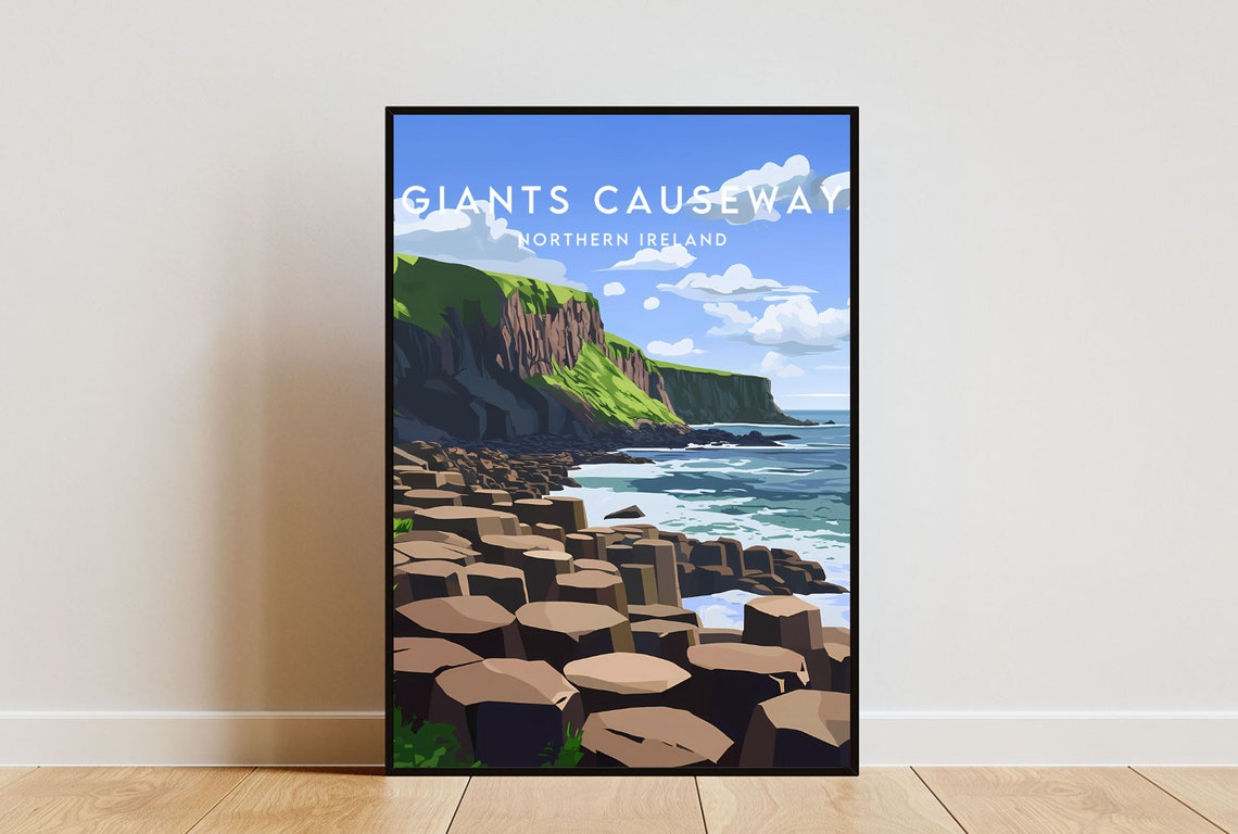 Giants Causeway Travel Print Northern Ireland Giants Causeway Poster Northern Ireland Poster Ireland Print Ireland Giants Causeway