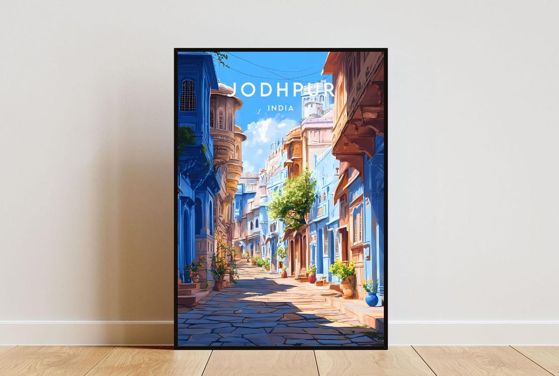 Jodhpur Travel Print India Jodhpur Poster India Poster Travel Wall Art India Print Rajasthan Poster India Art Jodhpur Rajasthan