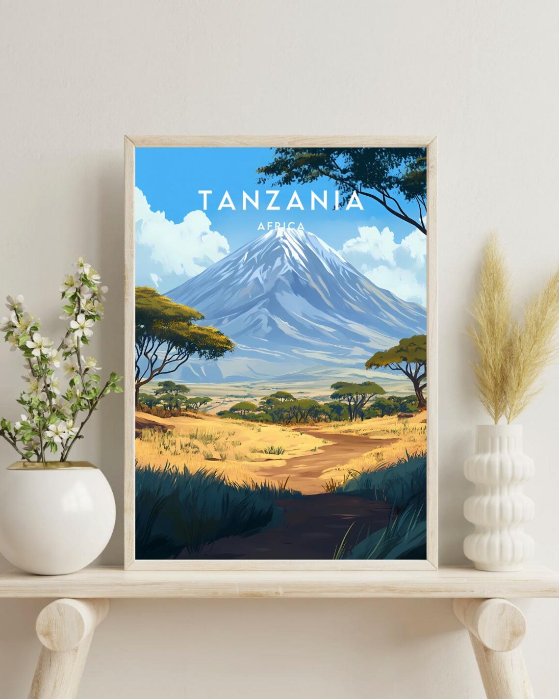 Tanzania Africa Kilimanjaro Savanna Acacia Trees Vintage Travel Poster - Image 4