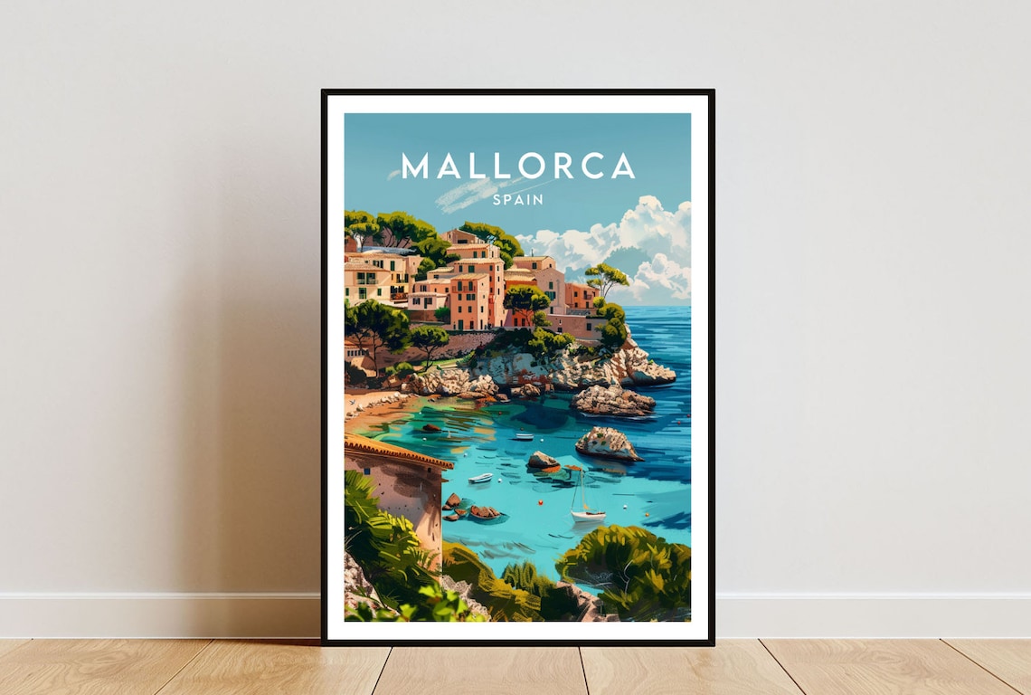 Mallorca Travel Poster, Spain Europe Wall Art Print