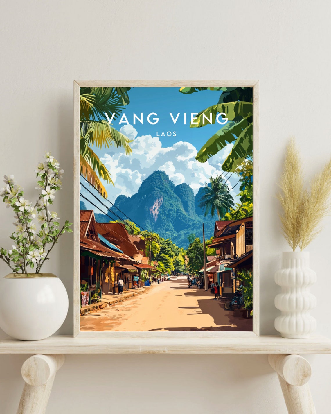 Vang Vieng Travel Print Laos Vang Vieng Poster Laos Poster Travel Wall Art Laos Print Travel Poster Vang Vieng Wall Art Se Asia Art - Image 4