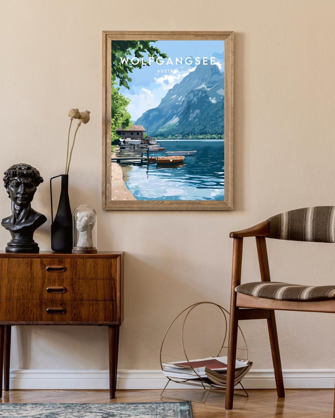 Wolfgangsee Austria Lake Boats and Mountain View Travel Poster - Image 2