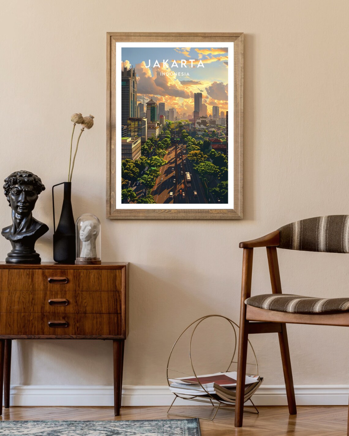 Jakarta Indonesia Sunset Boulevard Skyline City Travel Art Poster - Image 2