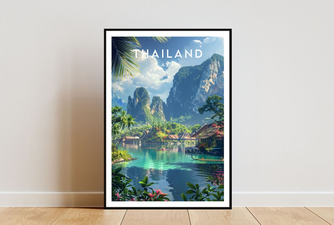 Thailand Travel Poster, Southeast Asia Wall Decor