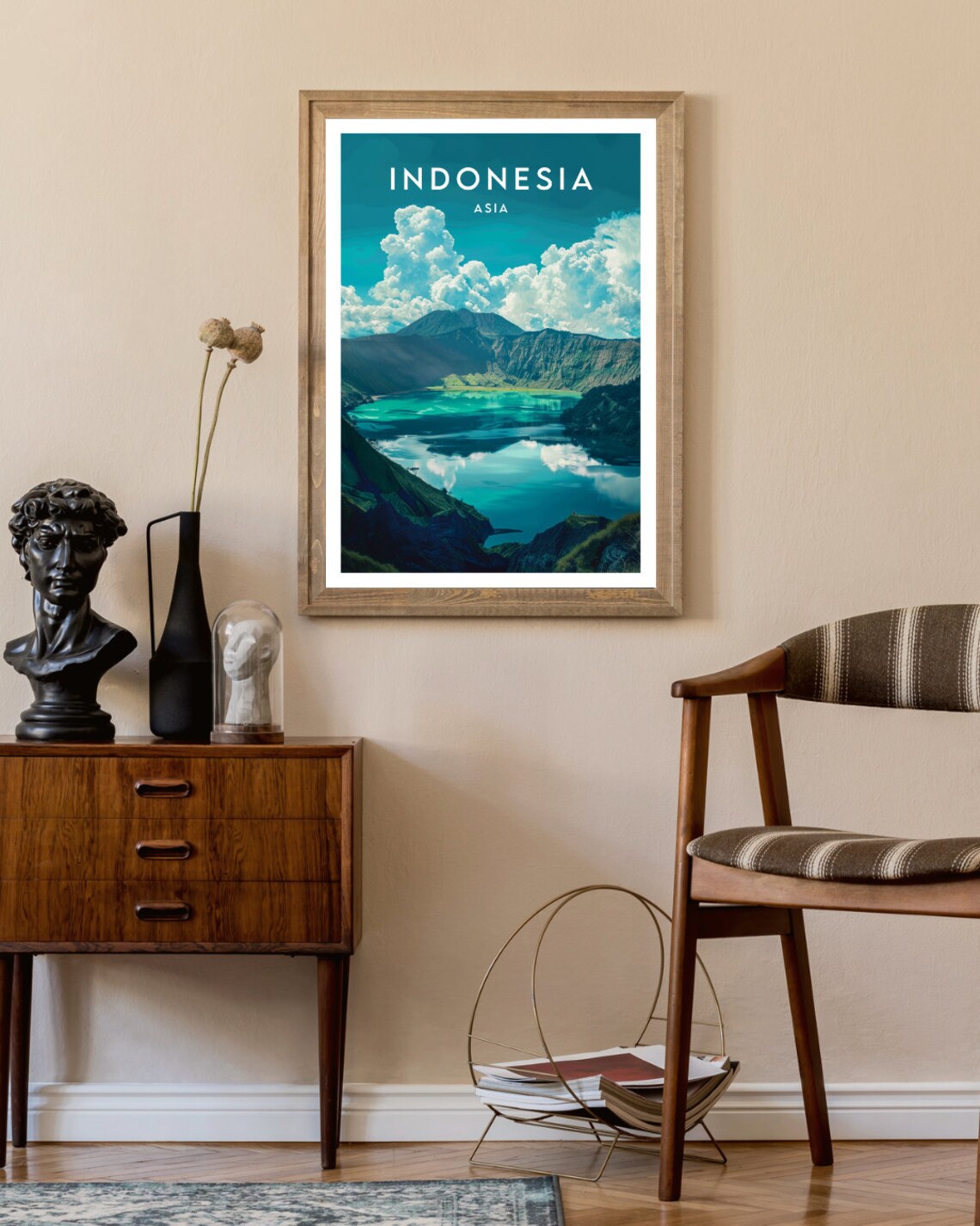 Indonesia Asia Turquoise Crater Lake Mountain Landscape Art Poster - Image 2