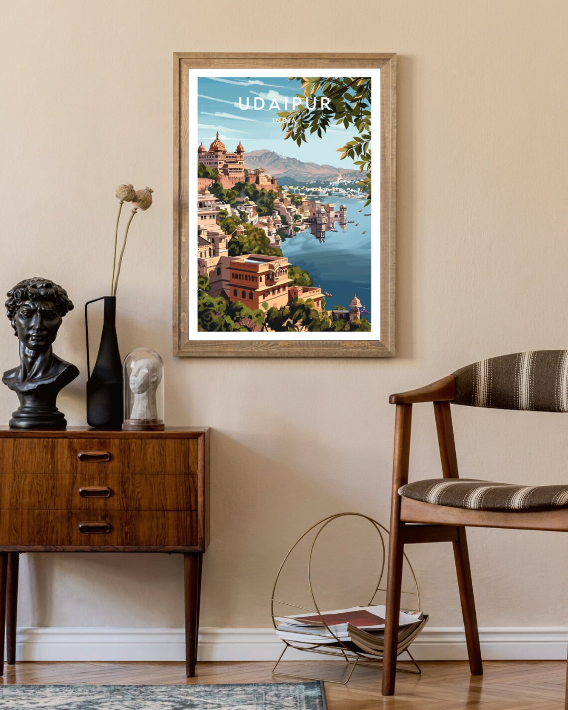 Udaipur India Lake Palace City Waterfront Scenic Vintage Travel Poster - Image 2
