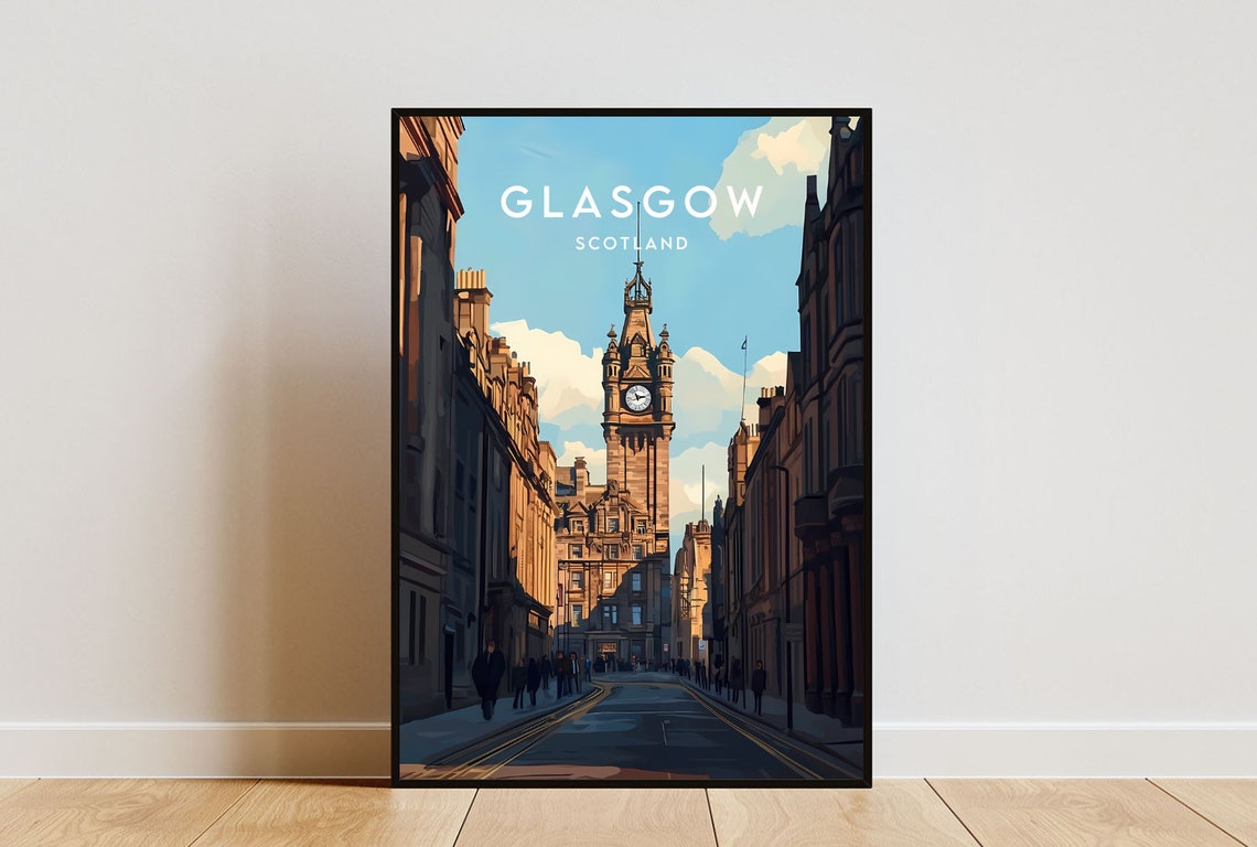 Glasgow Travel Print Scotland Glasgow Poster Scotland Poster Travel Wall Art Scotland Print Poster Scotland Europe Glasgow Travel