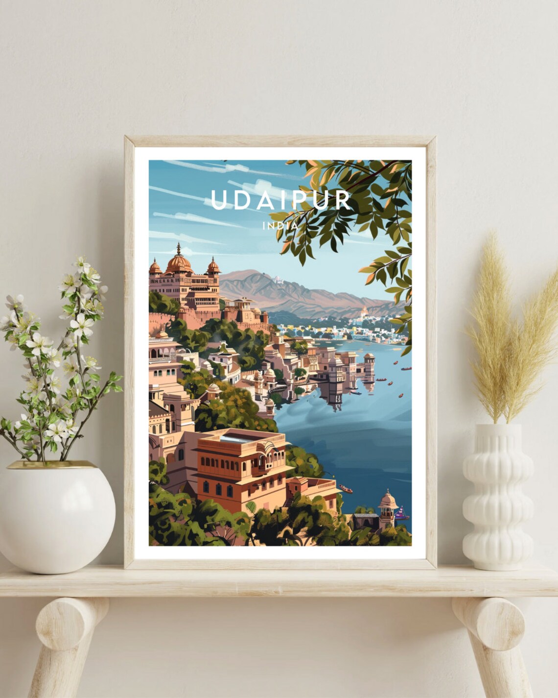 Udaipur India Lake Palace City Waterfront Scenic Vintage Travel Poster - Image 4