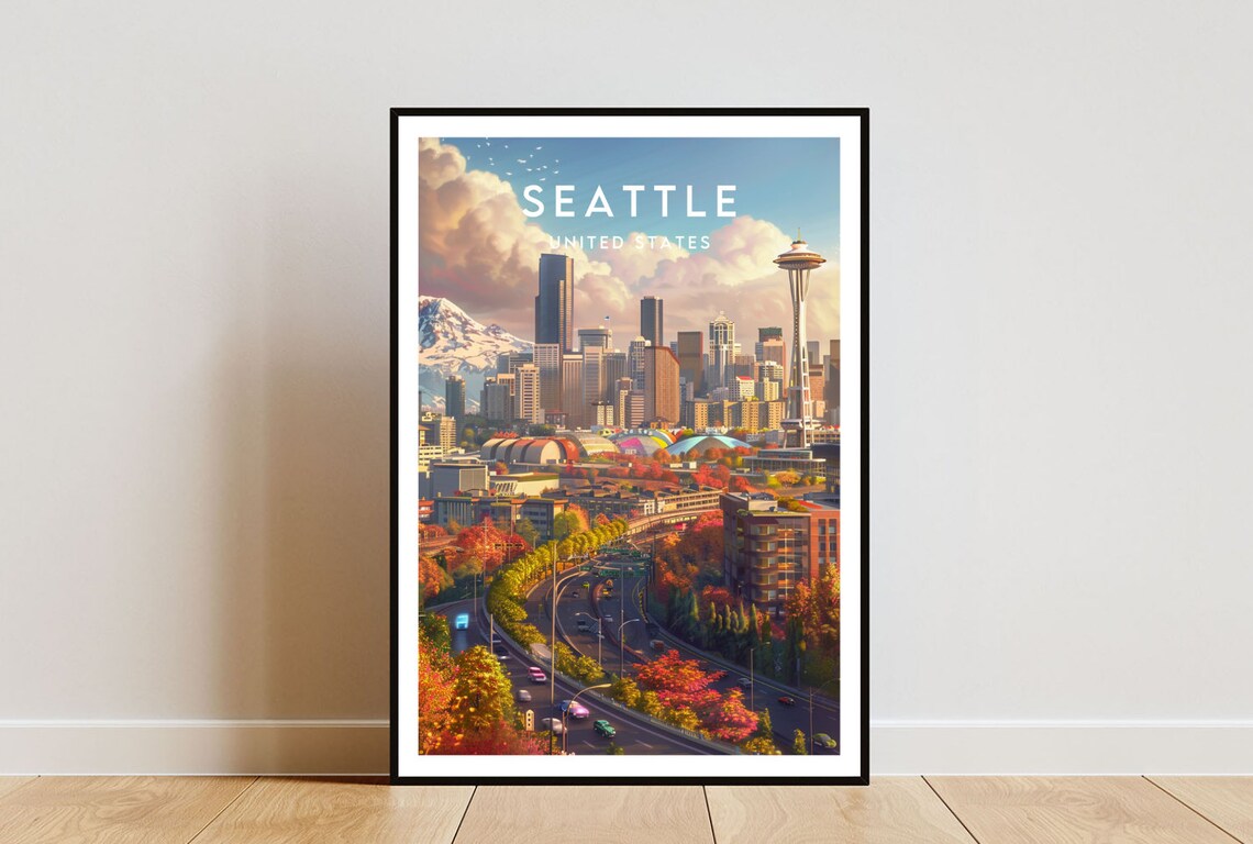 Seattle Travel Poster, Washington United States