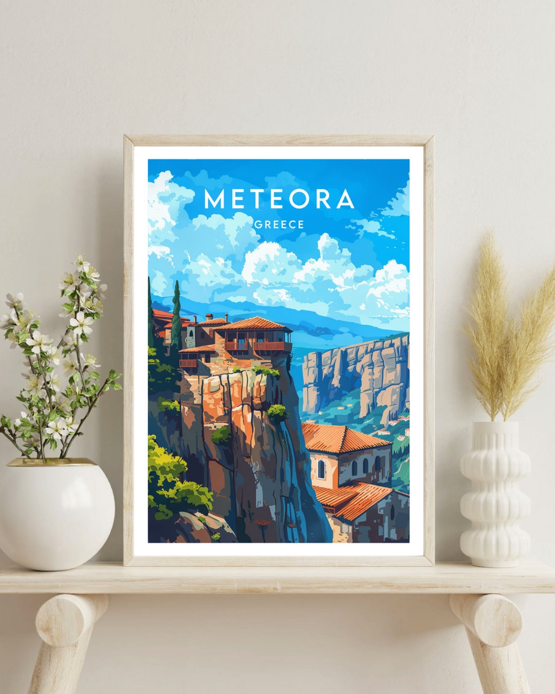 Meteora Greece Monastery Cliff Rock Pillar Scenic Travel Poster - Image 4