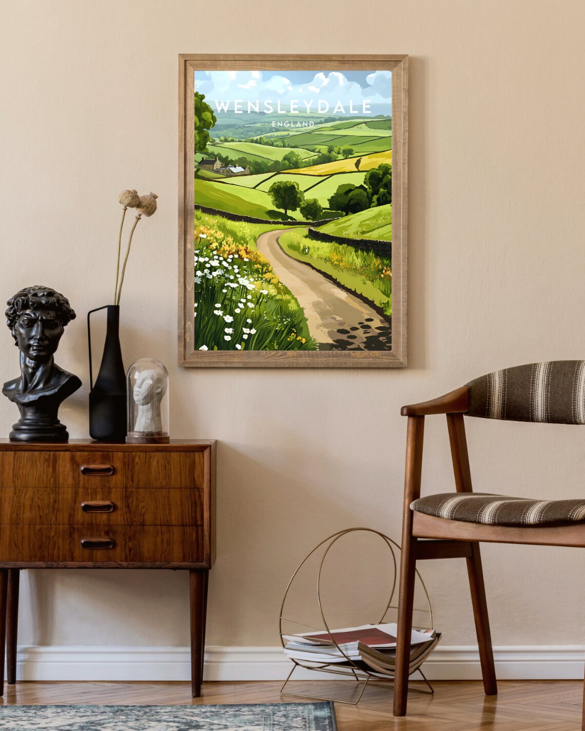 Wensleydale England Rolling Green Hills Countryside Travel Poster - Image 2