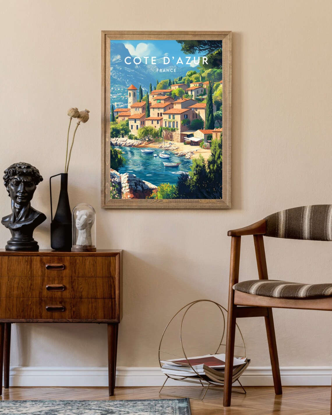 Cote d Azur France Riviera Village Harbor Boats Coast Poster - Image 2