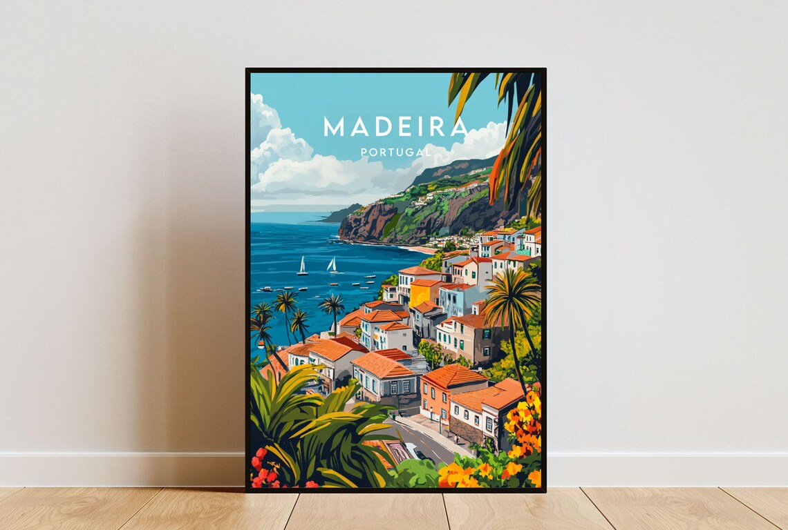 Madeira Travel Poster, Portugal Europe Wall Art