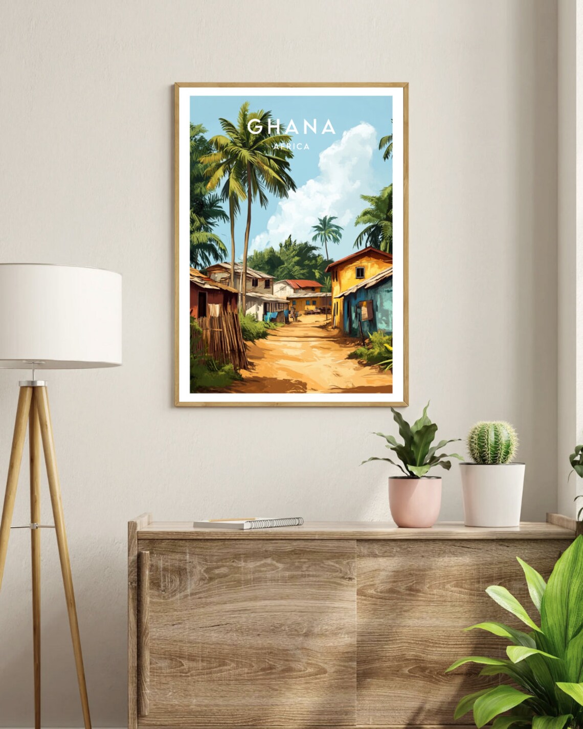 Ghana Palm Village Dirt Road Tropical West Africa Travel Poster - Image 3