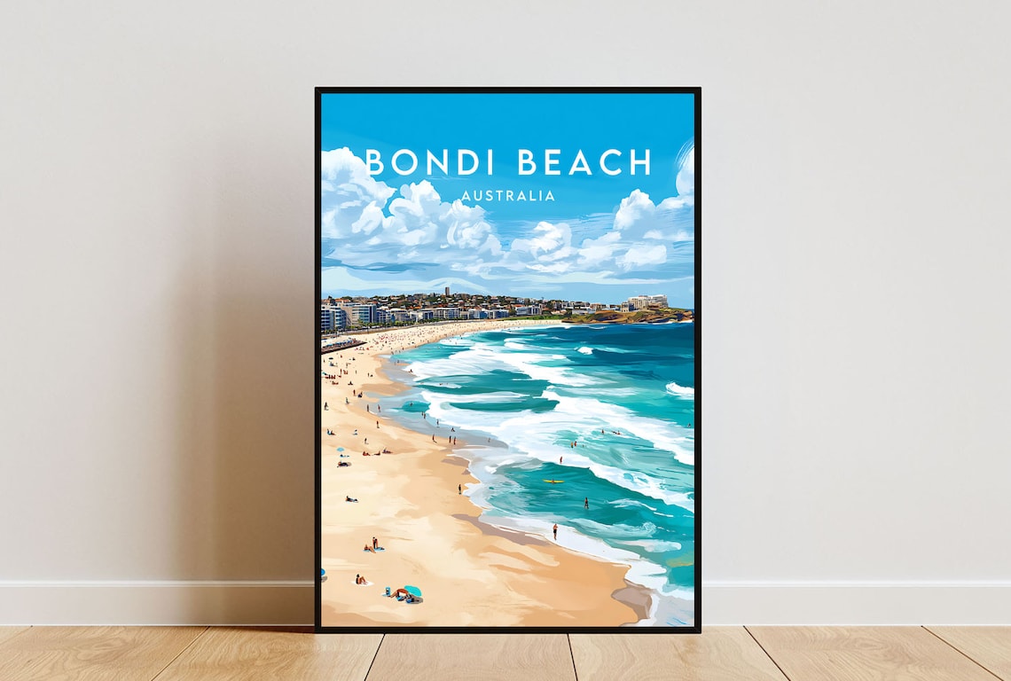 Bondi Beach Australia Sydney Surf Coast Vintage Travel Poster
