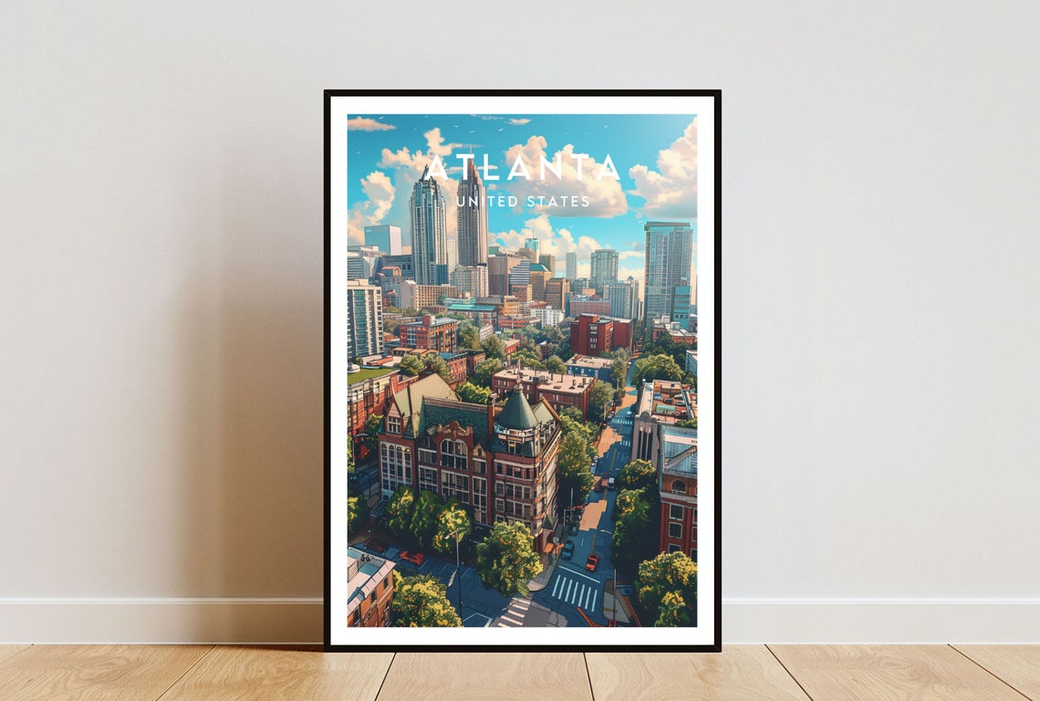 Atlanta Travel Print United States Atlanta Poster America Poster Travel Wall Art America Print Poster America Atlanta Usa Georgia