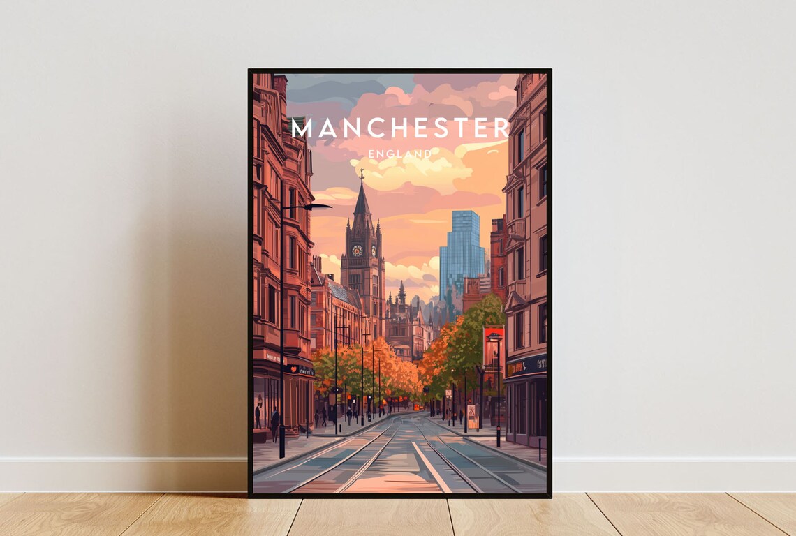 Manchester Travel Poster, England Travel Print