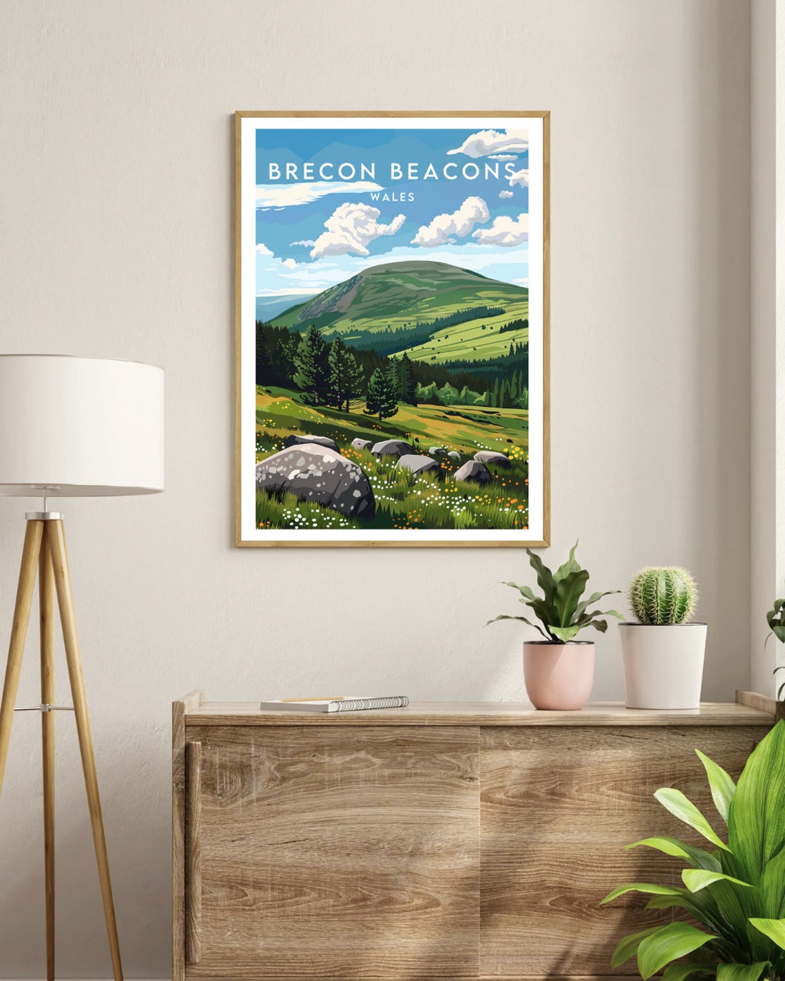 Brecon Beacons Wales Green Hills Wildflower Meadow Hiking Poster - Image 3