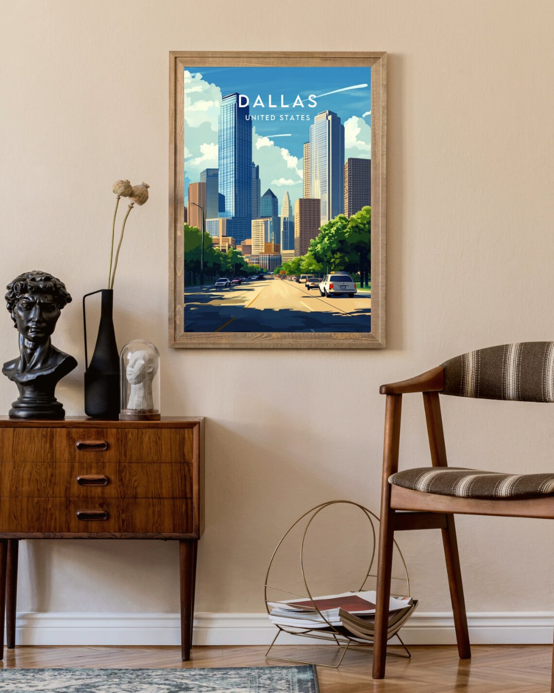 Dallas Texas Modern Glass Skyscraper Downtown Street Travel Poster - Image 2