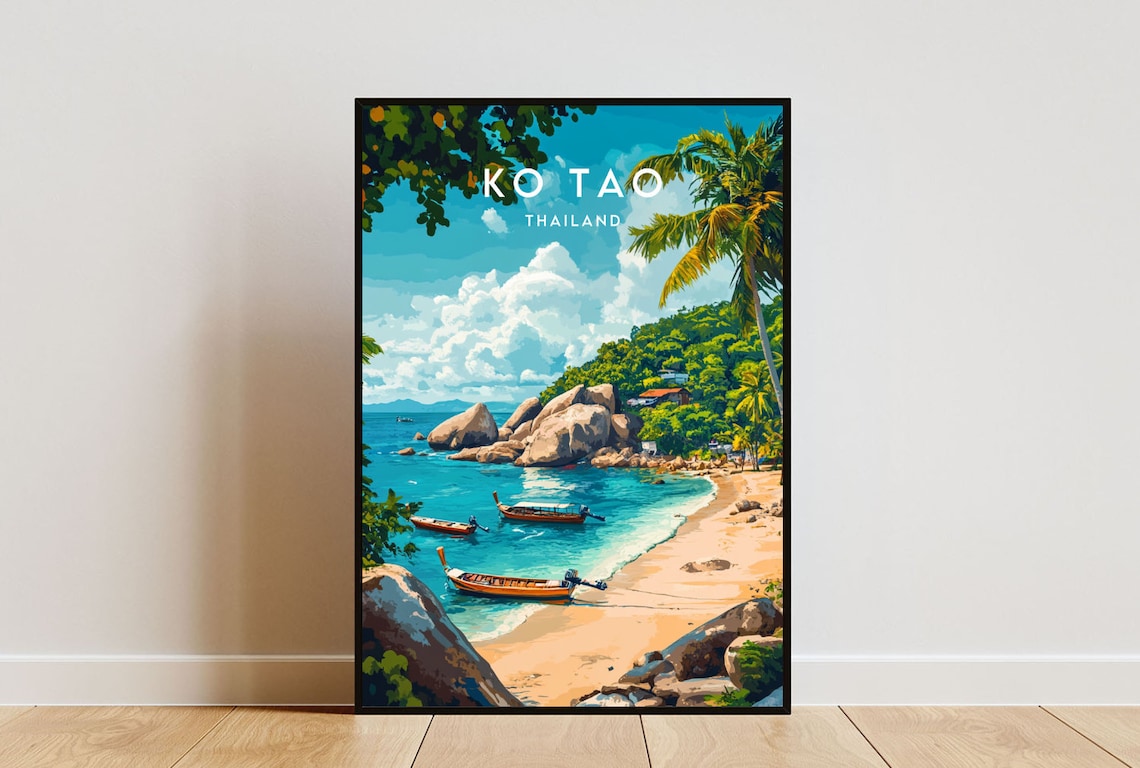 Ko Tao Travel Poster, Thailand Island Wall Art