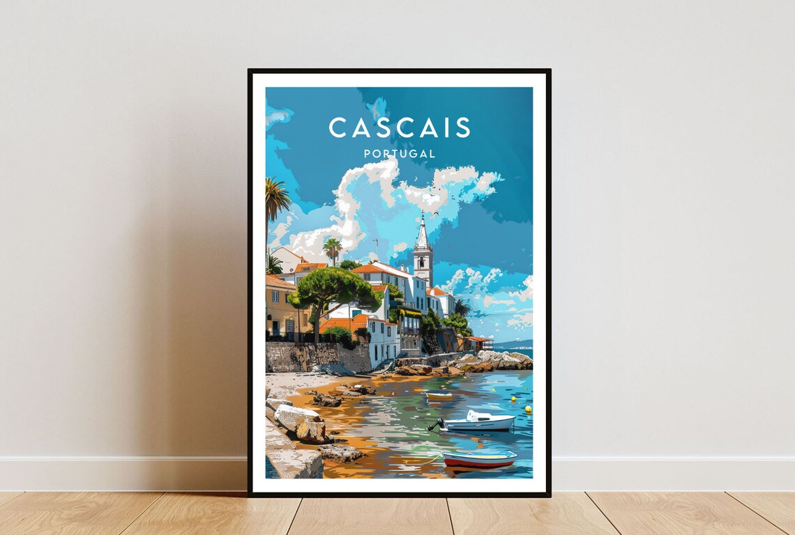 Cascais Travel Poster, Portugal Europe Wall Art