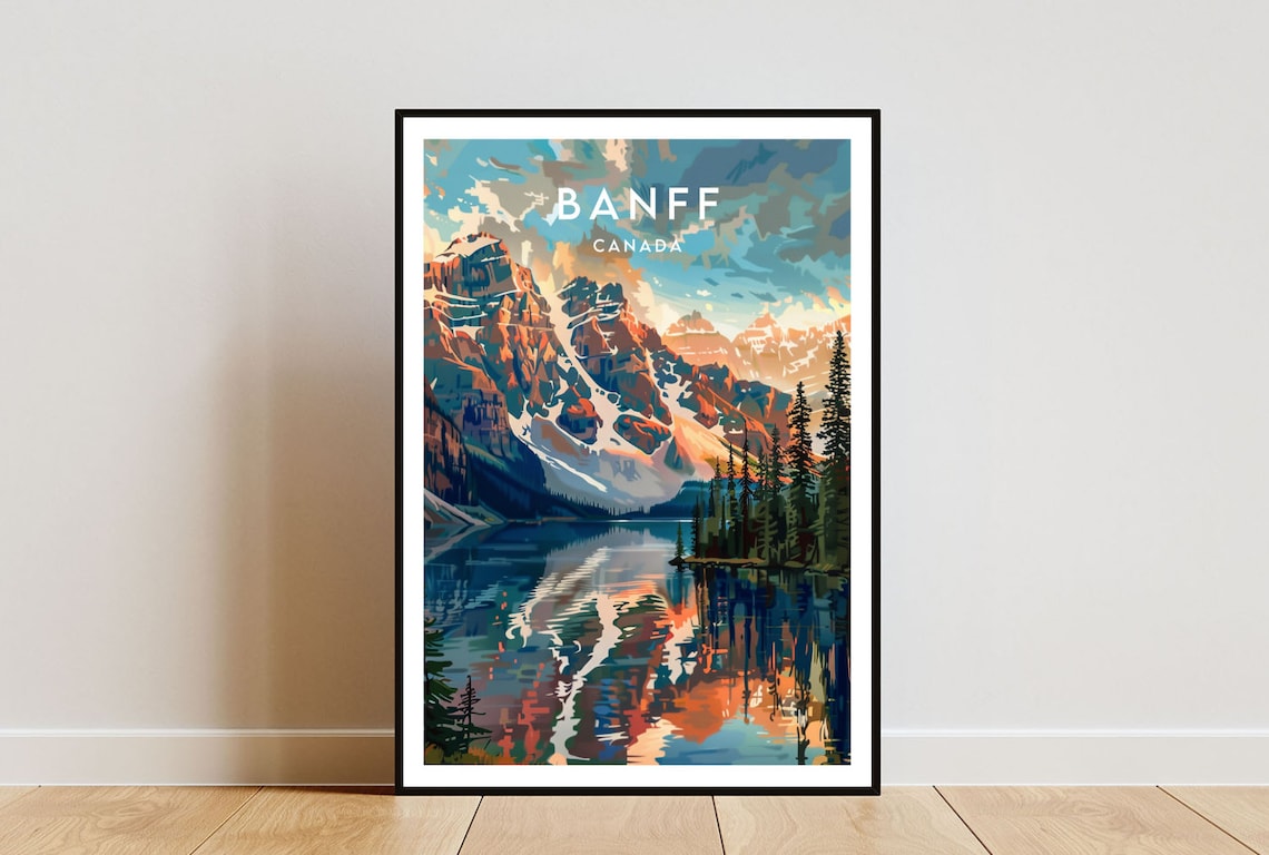 Banff Travel Poster, Canada Landscape Wall Art