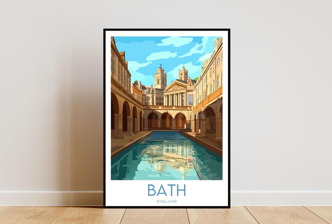 Bath England Roman Baths Great Bath Georgian Travel Art Poster