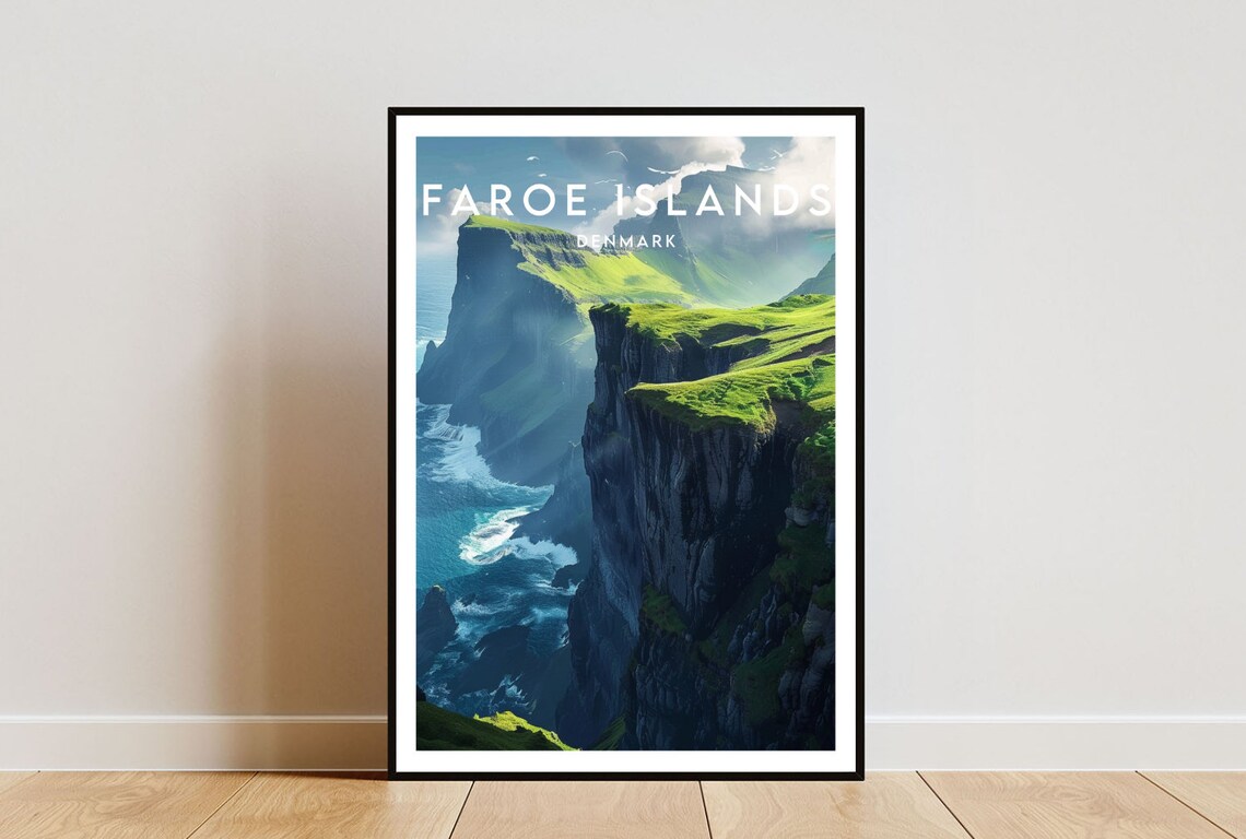 Faroe Islands Travel Poster, Denmark Europe