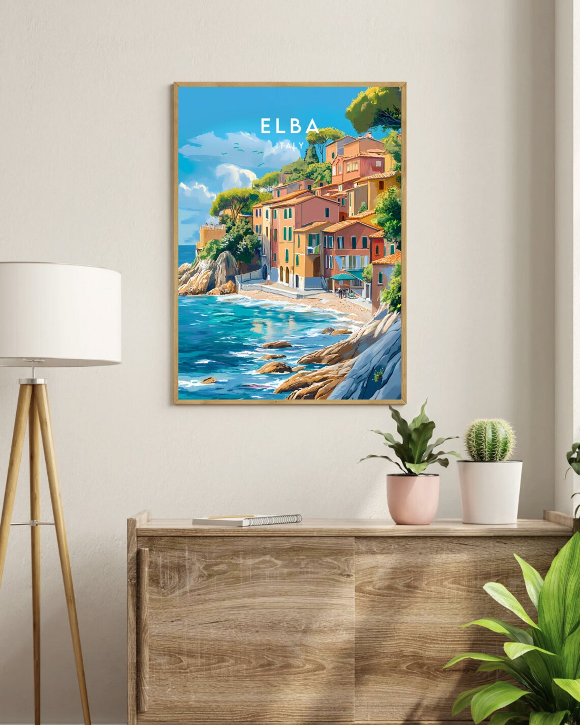 Elba Italy Colorful Seaside Village Rocky Coast Travel Poster - Image 3