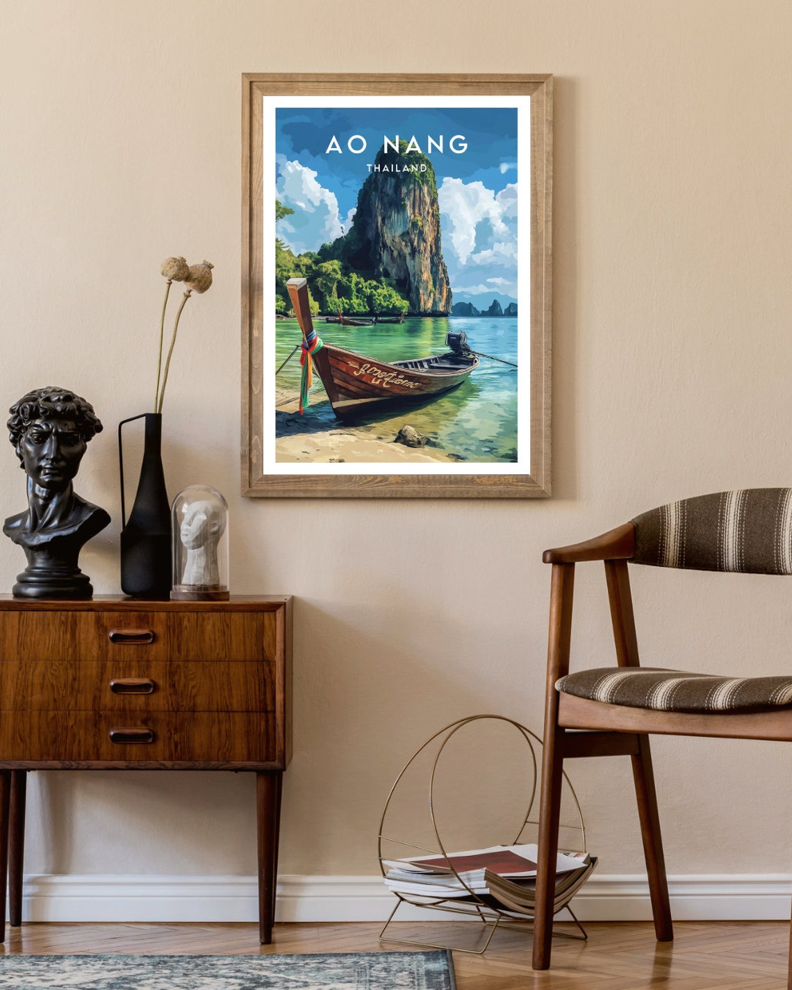 Ao Nang Thailand Longtail Boat Karst Cliff Tropical Beach Poster - Image 2
