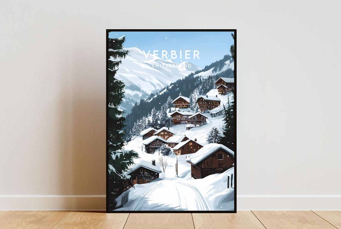 Verbier Travel Print Switzerland Verbier Poster Switzerland Poster Travel Wall Art Switzerland Print Switzerland Verbier Wall Art