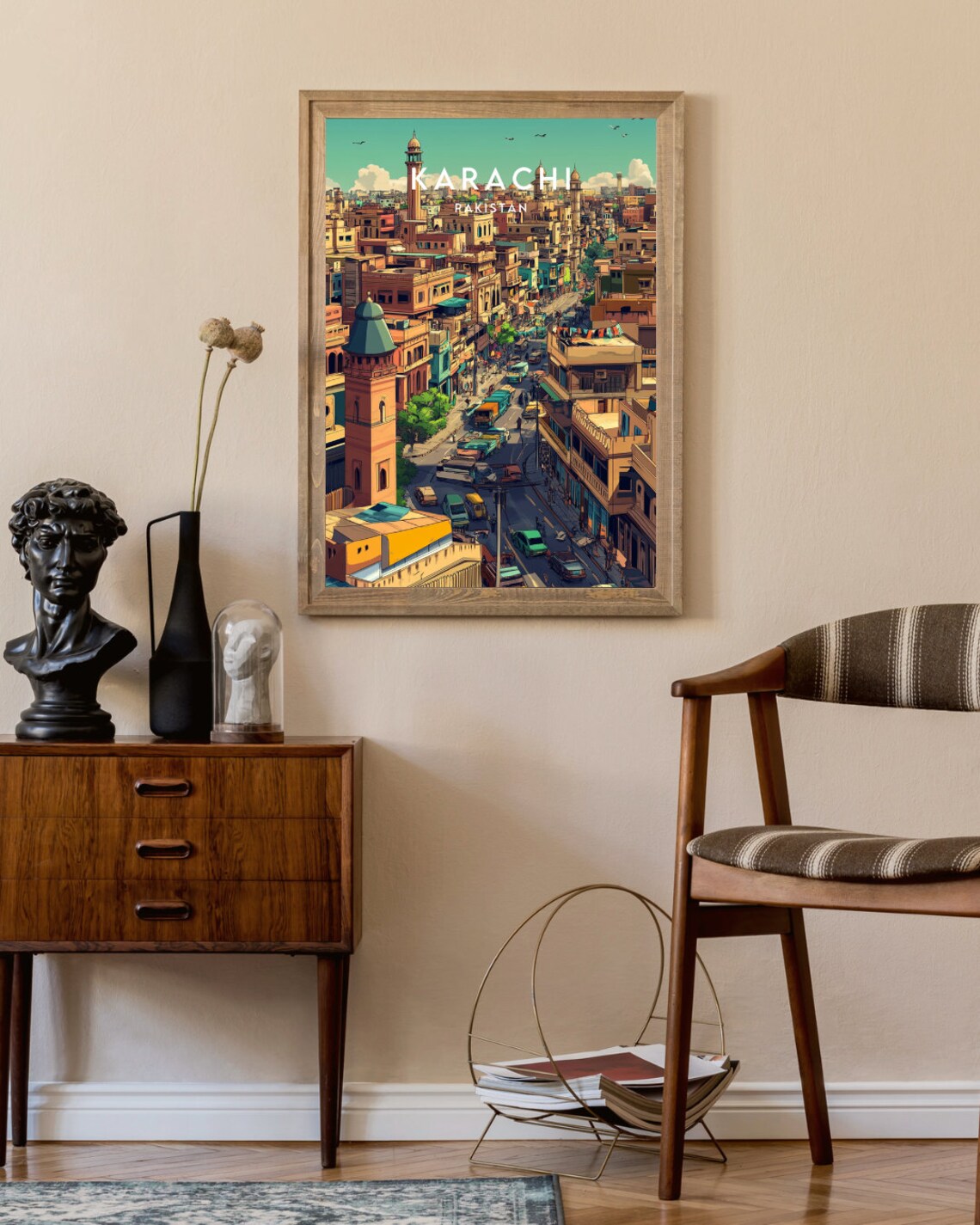 Karachi Pakistan Bustling Old City Street Minarets Urban Poster - Image 2