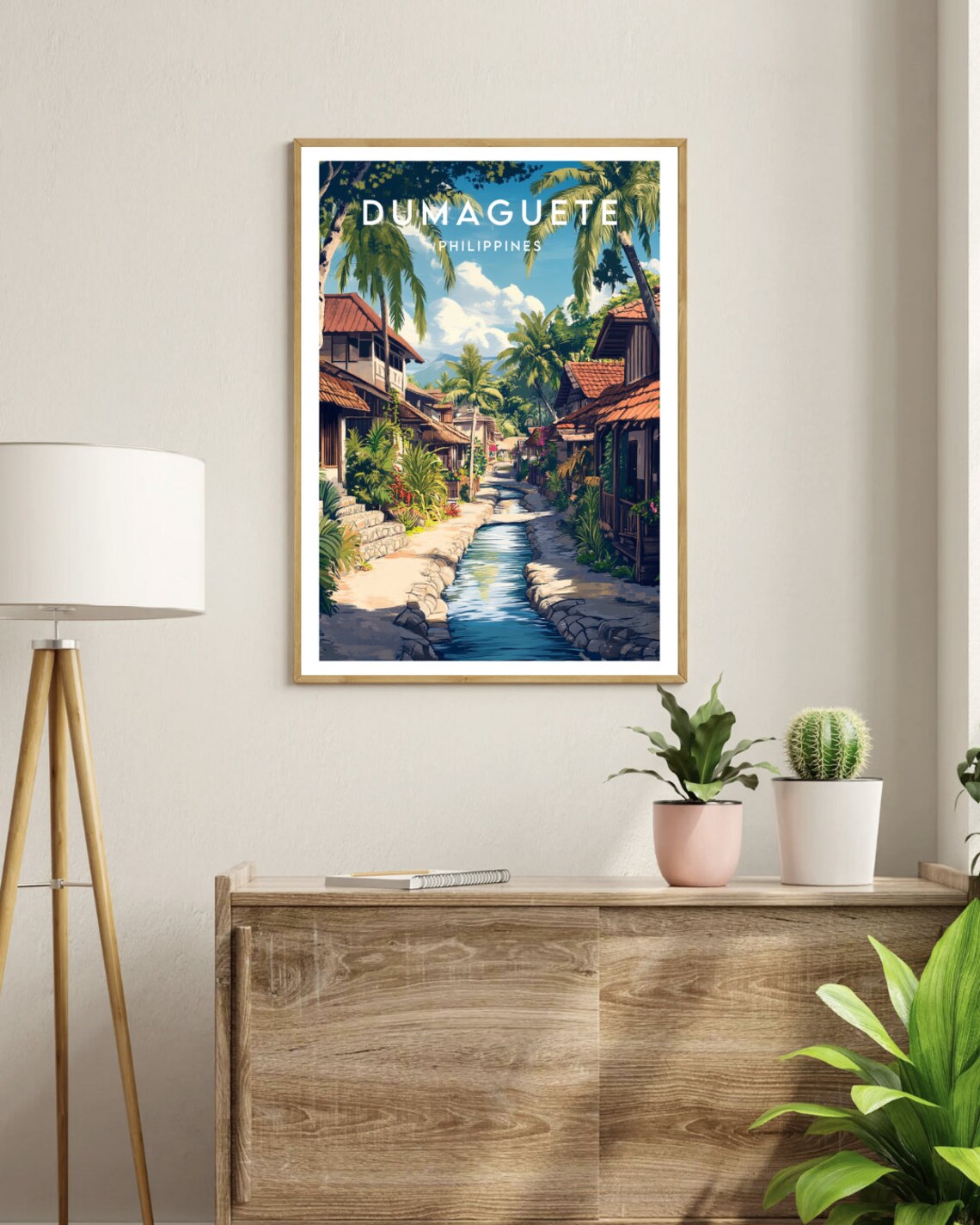 Dumaguete Philippines Canal Street Palms Colonial Town Poster - Image 3