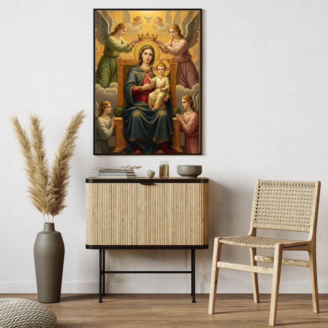 Coronation of the Virgin Mary with Child Jesus and Angels Poster - Image 2