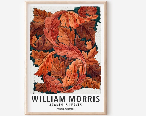 William Morris Acanthus Print Art Nouveau Exhibition Poster Wallpaper Vintage Textiles Nature Florals Pattern Decor Victorian Wall Art