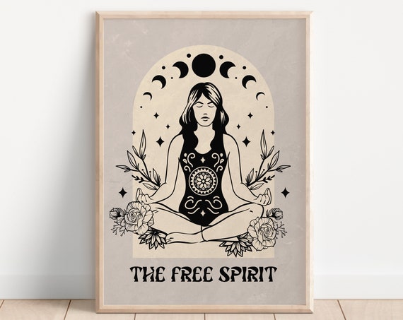 Free Spirit Tarot Card Style Art Print, Bohemian Mystical
