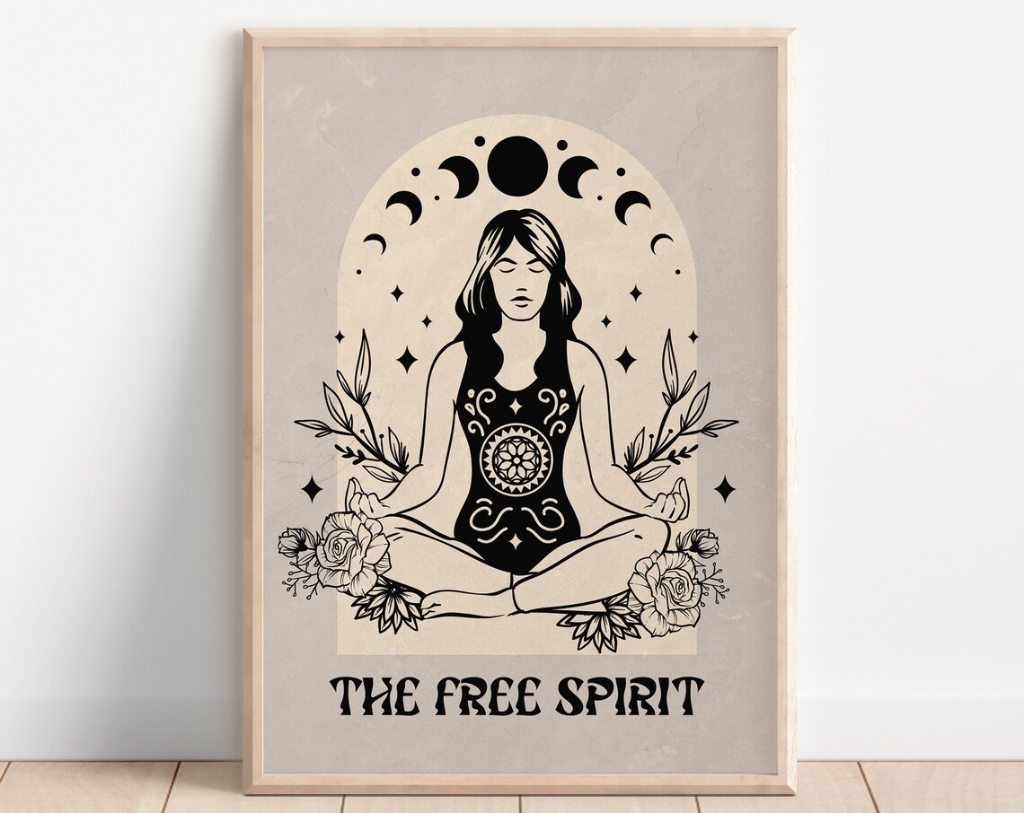 Free Spirit Tarot Card Style Art Print, Bohemian Mystical