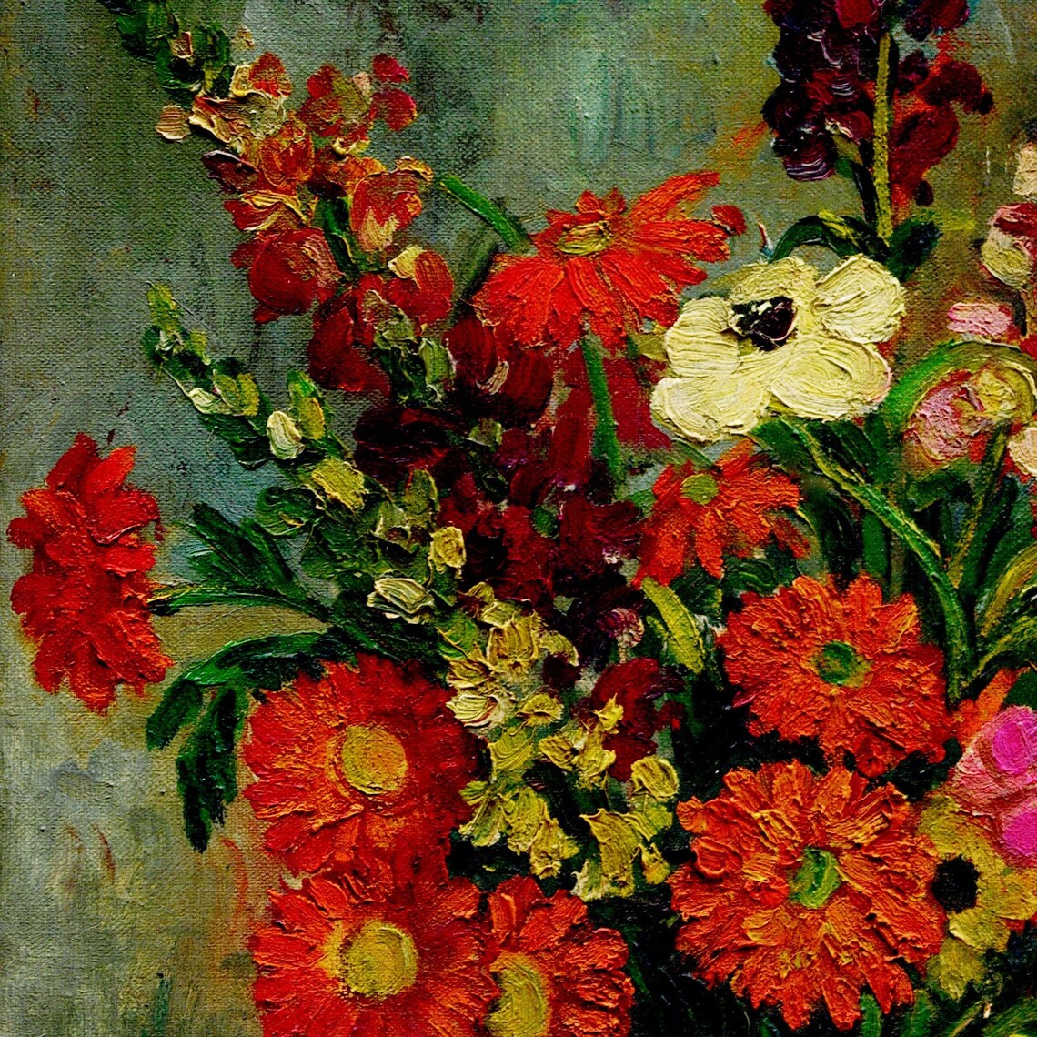 Vase of Flowers by Guan Zilan Vibrant Red Floral Still Life Poster - Image 2