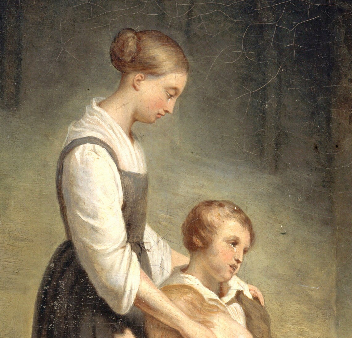Ary Scheffer The Orphans Mother Embracing Children Graveside Wall Art - Image 3