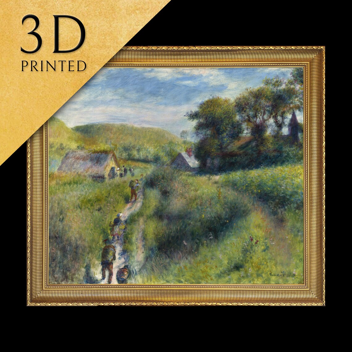 Renoir Path Through the Tall Grass with Cottages Country Poster
