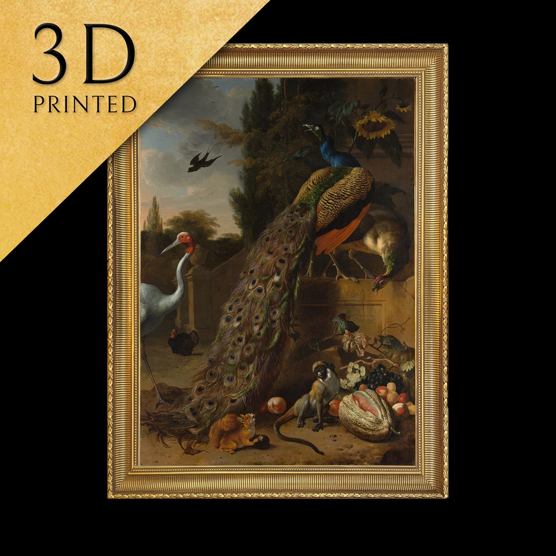 Melchior de Hondecoeter Peacock Bird Paradise Baroque Poster