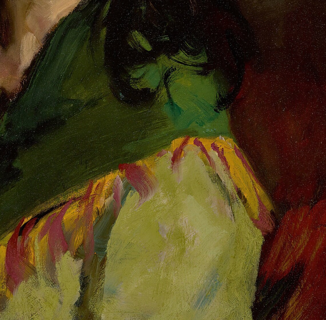 Robert Henri Francine Lovey Young Girl Portrait Green Shawl Wall Art - Image 2