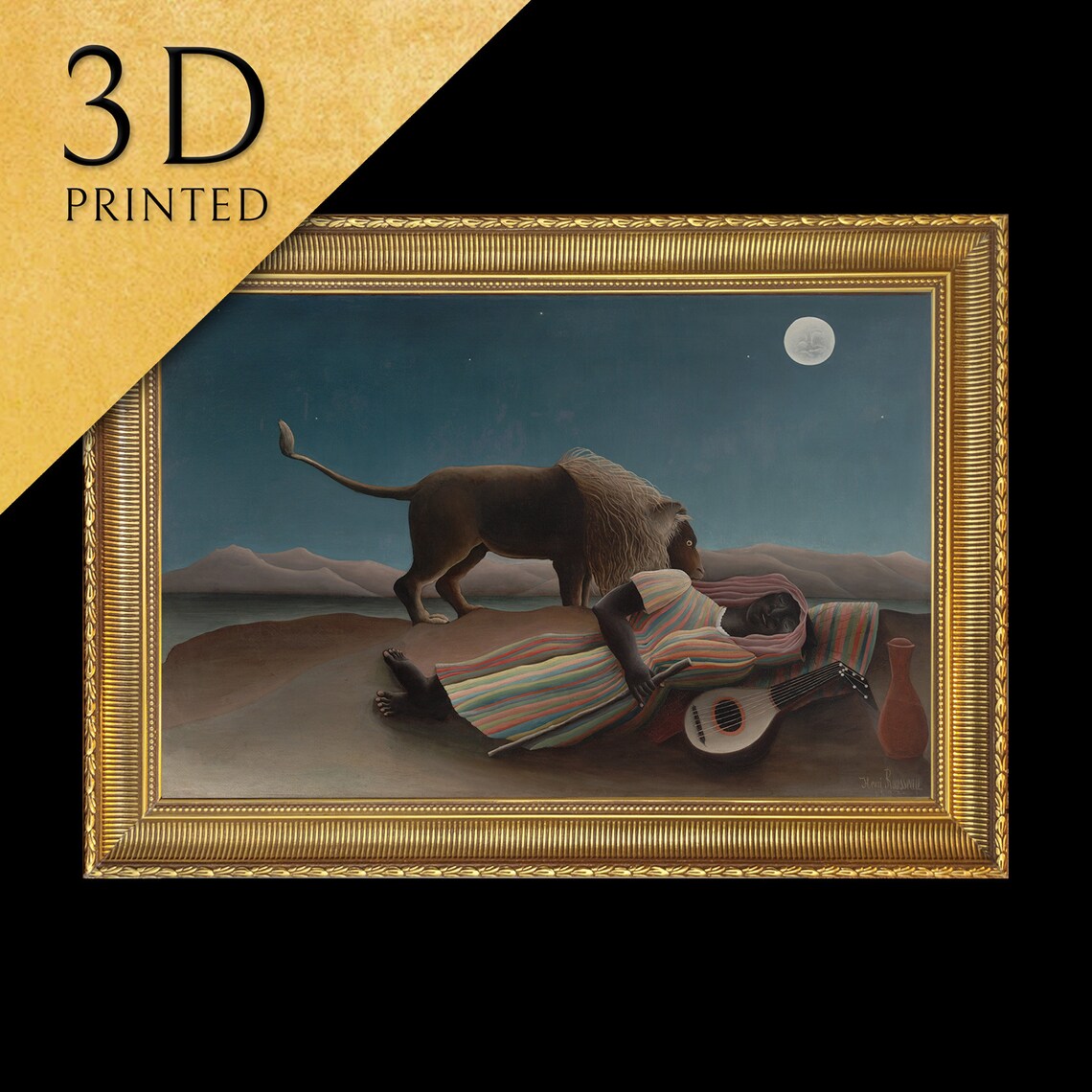 The Sleeping Gypsy by Henri Rousseau Moonlit Desert Lion Scene Poster