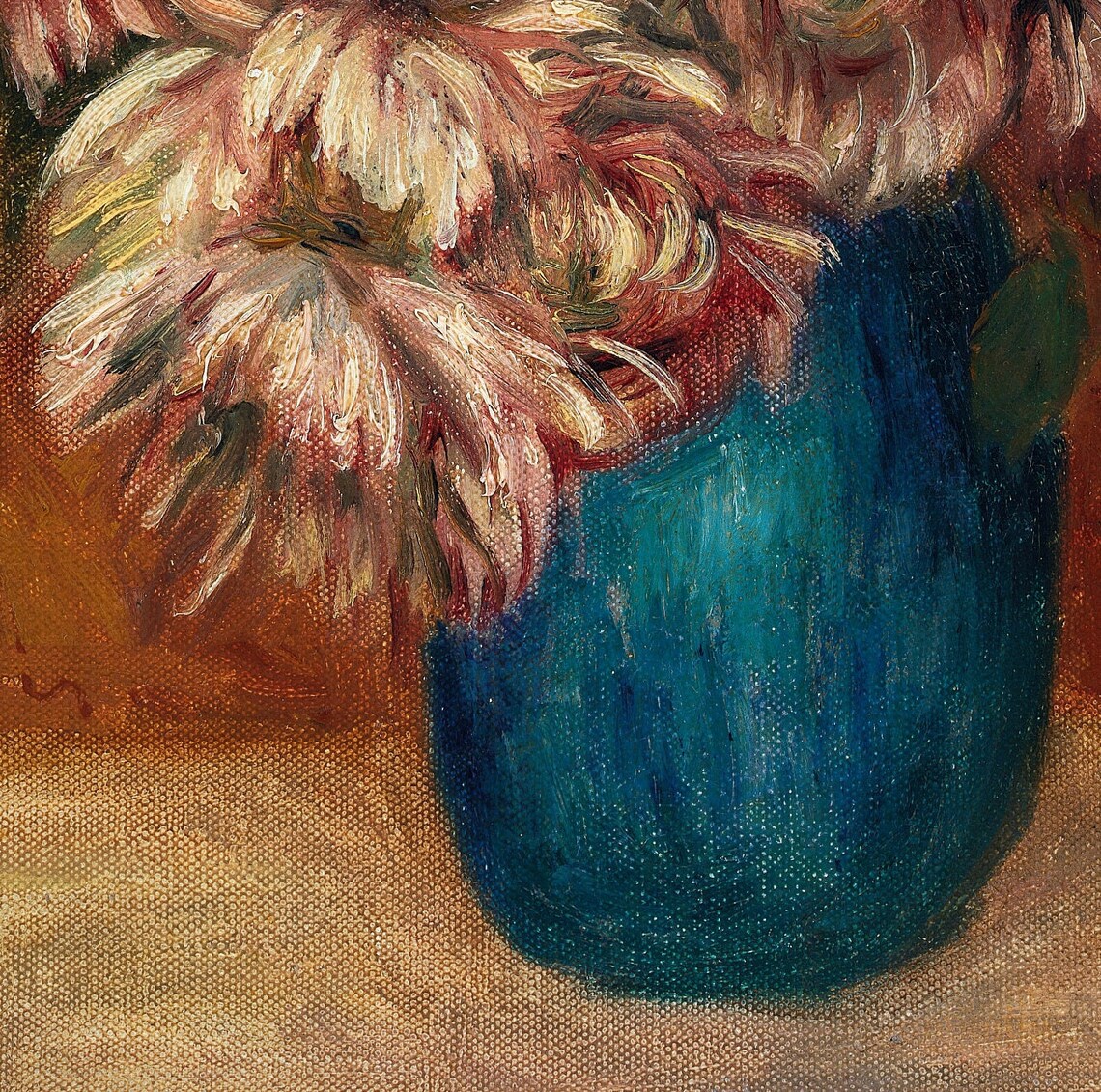 Renoir Bouquet of Chrysanthemums in a Blue Vase Still Life Poster - Image 2