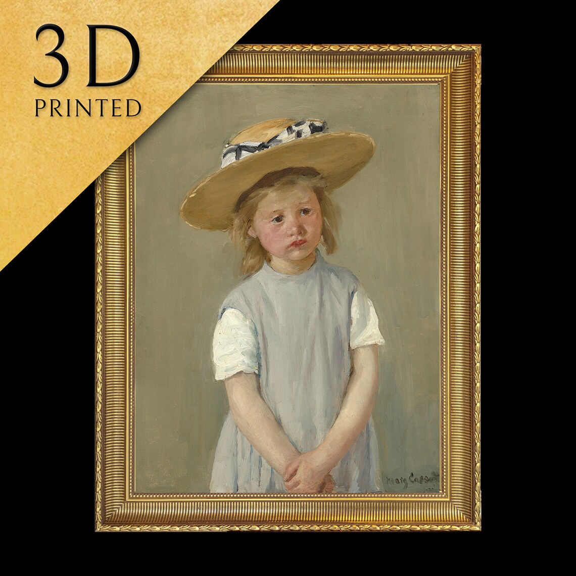 Mary Cassatt Portrait of a Young Girl in a Wide Straw Hat Art Poster